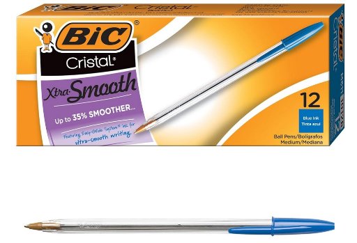 BIC Cristal Xtra Smooth Blue Medium Ballpoint Pens, 12 Count