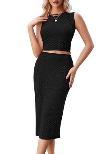 Pink Queen Ribbed Crop Top Dress Set - 2 Piece 