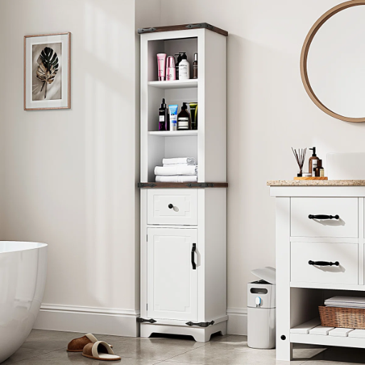 Lark Manor 5-Tier Freestanding Linen Tall Bathroom Storage Cabinet Tower
