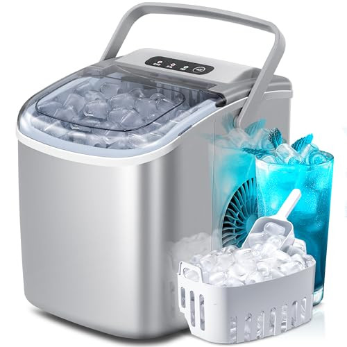 Portable Countertop Bullet Ice Maker Machine, 26Lbs/24H