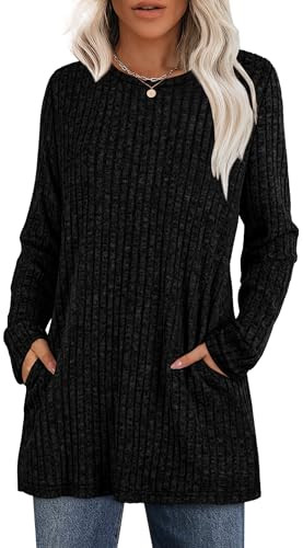 Long Sleeve Crewneck Tunic Tops