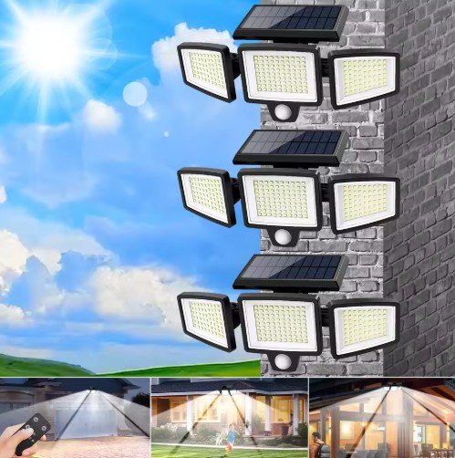 IP65 Waterproof 3-Head Solar Outdoor Light with Motion Sensor