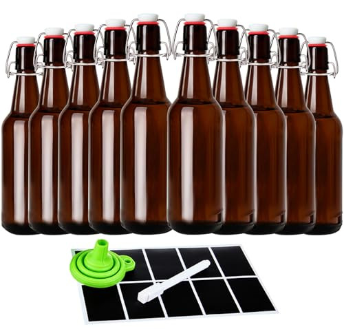 Amber Beer Bottles with Flip Caps