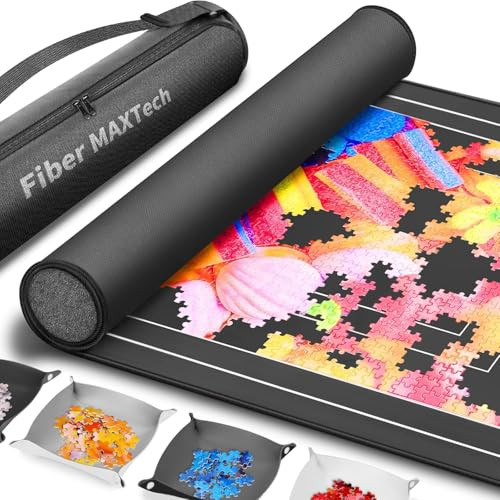 Join&Joy Jigsaw Puzzle Mat Roll Up, 46"X26" w/ 4 Sorting Trays & Travel Storage Bag