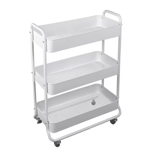 Mainstays Wide 3-Tier Metal Rolling Utility Cart