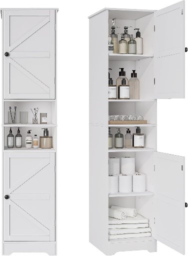 Tall Bathroom Cabinet W/Adjustable Shelves