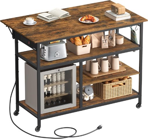 VASAGLE Kitchen Island with Drop Leaf