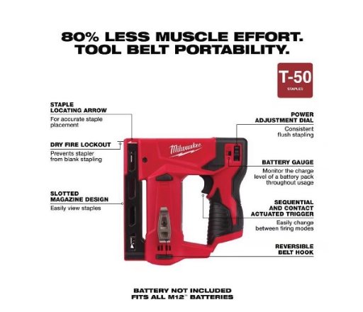 Milwaukee M12 3/8" D-Handle Crown Stapler + M12 Fuel Installation Driver Kit