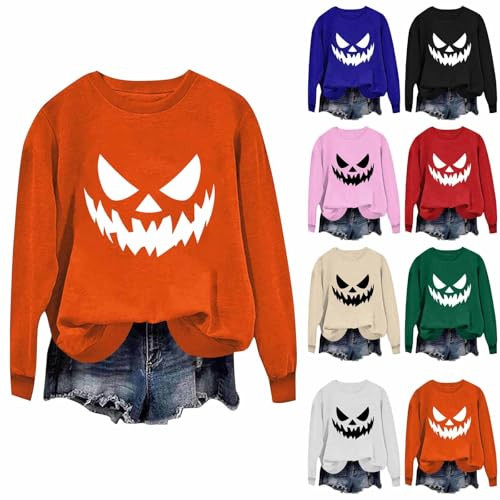 Halloween Pumpkin Face Print Sweatshirt