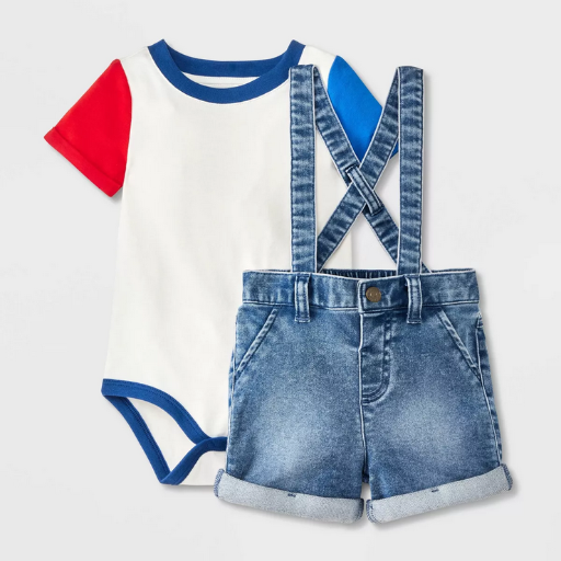 Baby Boys' Denim Suspender Set
