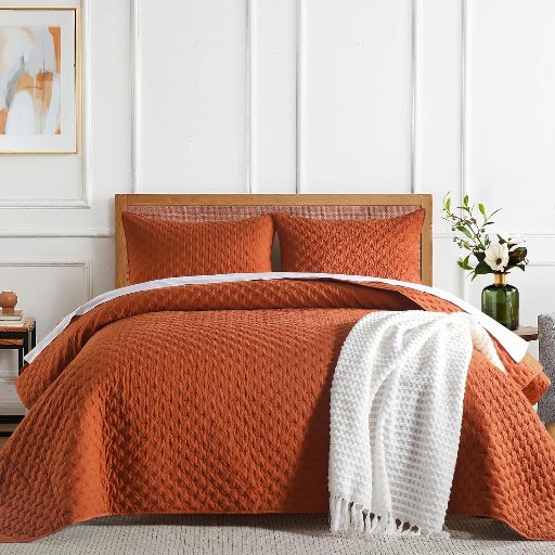 3 Pieces Embossed Design Bedspread Soft Lightweight Quilt Coverlet Set