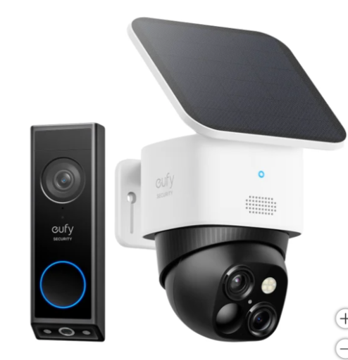 eufy Security Pan/Tilt Solar Cam and Dual Cam Doorbell Bundle