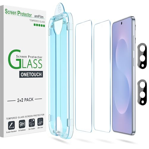 AmFilm Galaxy OneTouch Tempered Glass Screen Protectors (2-Pack)