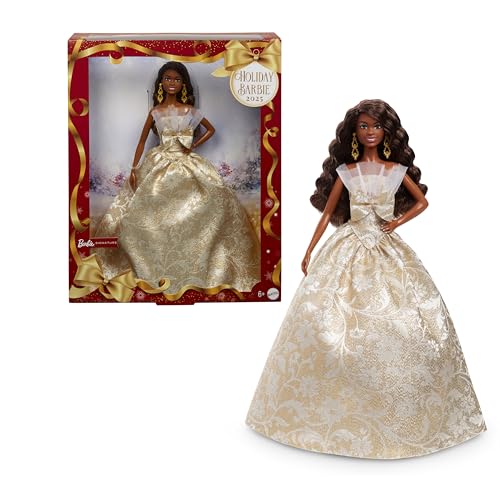 Barbie Signature 2025 Holiday Fashion Doll (Brown Curly Hair)
