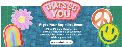 Target Style Your Supplies Event | 8/2 - 8/3