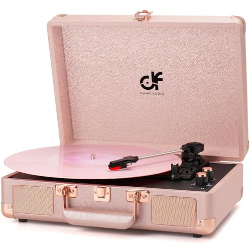 Portable Suitcase Turntable, Pink & Rose Gold