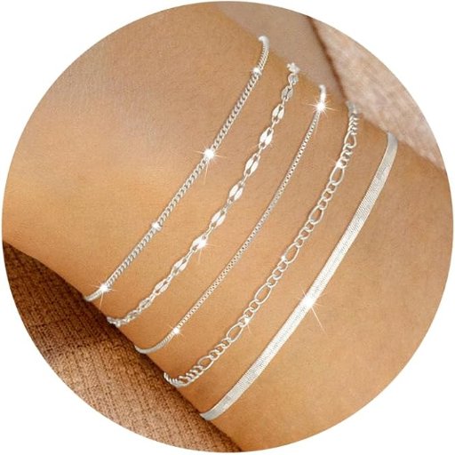 Sterling Silver Chain Bracelets, 5 Pieces