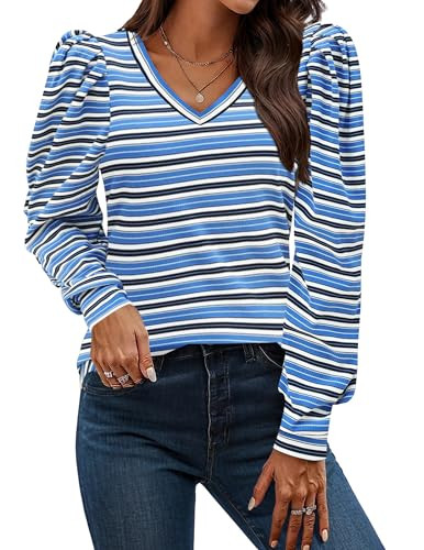 HOTOUCH Women's Knit Shirt Soft Puff Long Sleeve Blouse