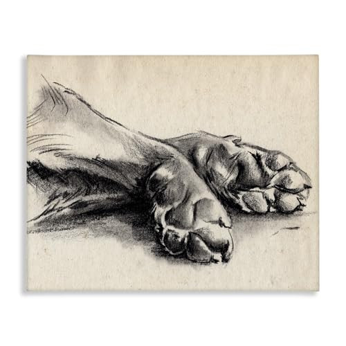Stupell Industries Dog Paw Charcoal Design Wall Art