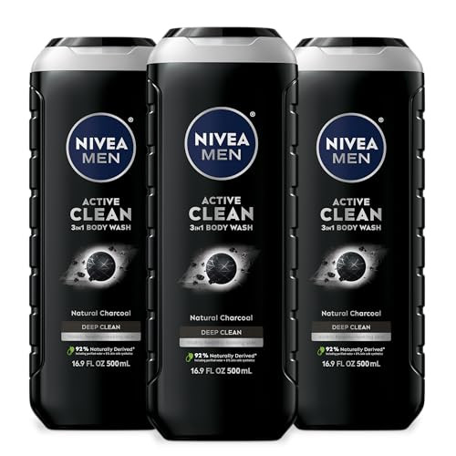 Nivea Men DEEP Active Clean Charcoal Body Wash 3-Pack