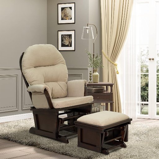 HOMCOM Nursery Glider Rocking Chair with Ottoman