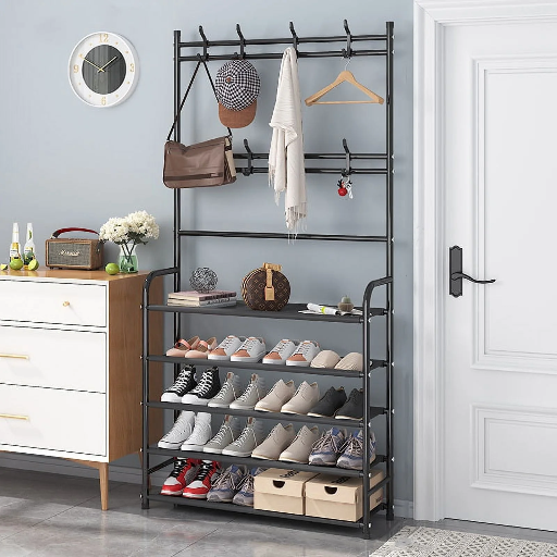 Bench/Tree Coat Rack with 5 -tier Shoe Storage