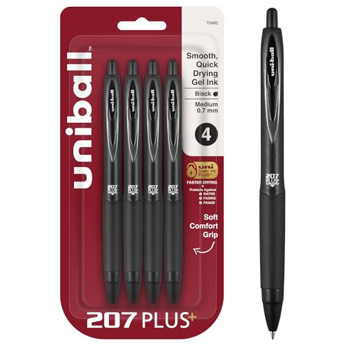 uniball 207 Plus+ Retractable Gel Pens 4-Pack (Medium Point, 0.7mm, Black) Deal