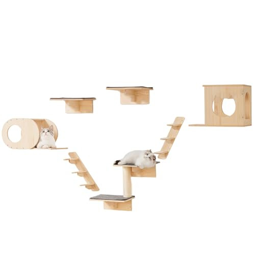 VEVOR 7 Pack of Wall Mounted Cat Shelves Set