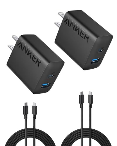 Anker 20W 2-Port USB Wall Chargers w/ 5' USB-C Cables (2-Pack)