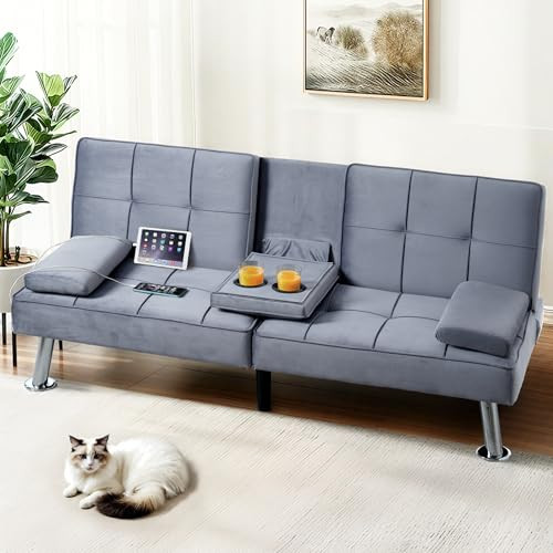 FlexiSpot XCT3 Futon Sofa with Cupholders