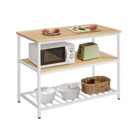 VASAGLE Industrial Kitchen Island with Shelves and Large Worktop