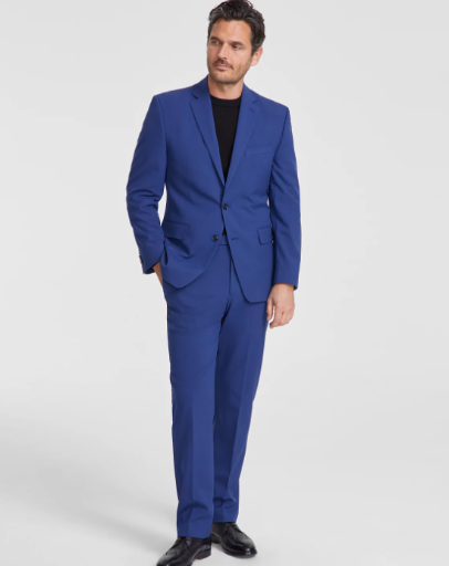 Perry Ellis Men's Modern Fit Solid Nested Suit