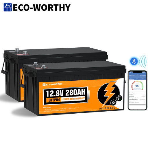 ECO-WORTHY 3584Wh 12V/280Ah Smart LiFePO4 Battery 2-Pack