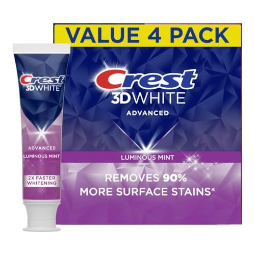 4-Pack Crest 3D White Advanced Luminous Mint Teeth Whitening Toothpaste