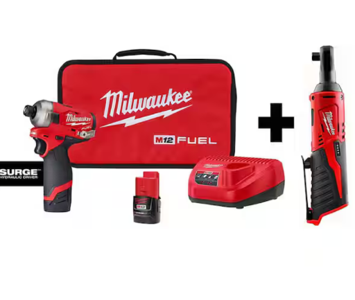 Milwaukee M12 Brushless Impact Driver and Ratchet Kit