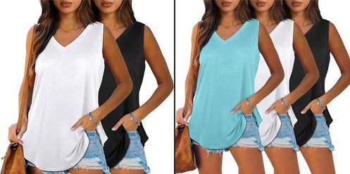 OFEEFAN Loose Fit V Neck Tank Tops 2Pack/3Pack