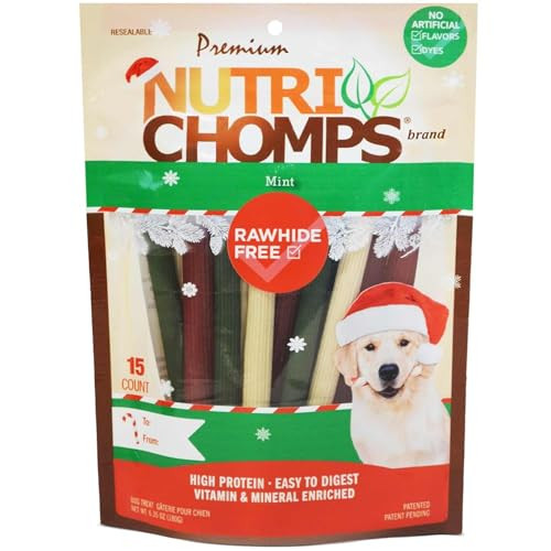 NutriChomps Rawhide Free Dog Chew Sticks, 15 Count