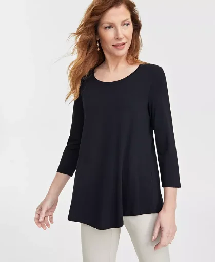 JM Collection Women's 3/4-Sleeve Scoop Neck Top