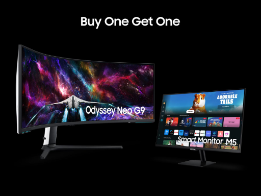 Samsung Odyssey 57" Neo G9 + 32" Samsung M5 Smart Monitor Bundle