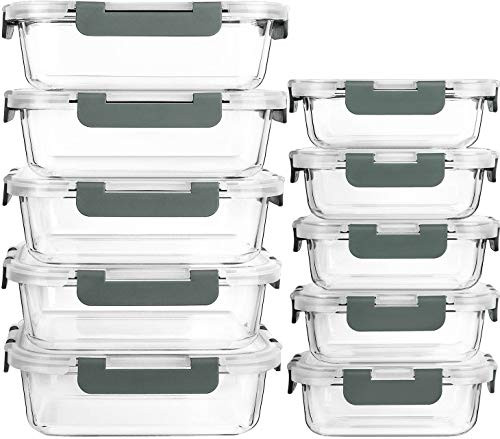 10-Pack Glass Food Storage Containers with Lids