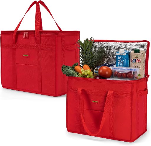 JUNGYOON Heavy-Duty Insulated Grocery Bags & Picnic Basket