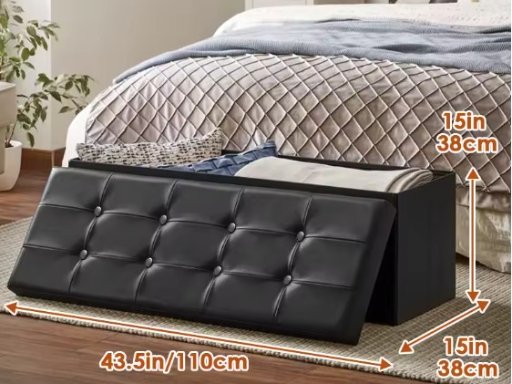Folding Storage Ottoman Bench