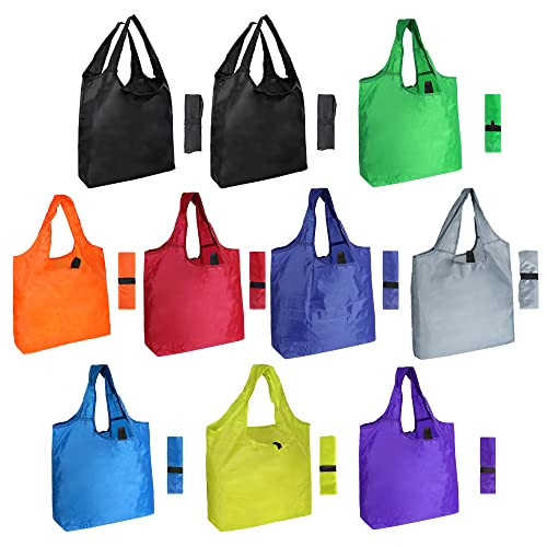 Aricsen 10 Pack Durable & Folding Reusable Grocery Bags