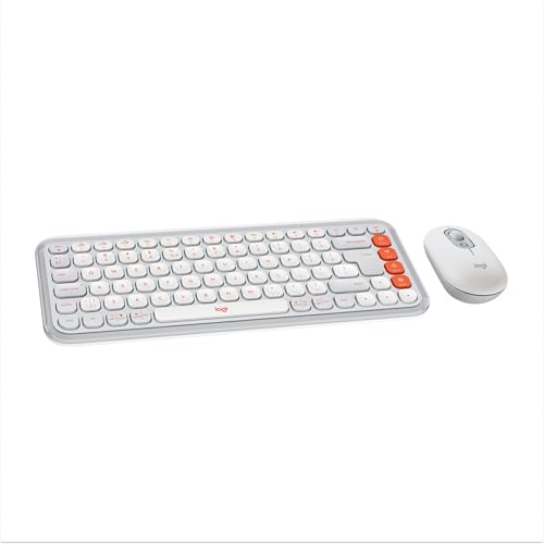 Logitech POP ICON Combo Bluetooth Keyboard and Mouse Combo (Off White and Orange) Deal