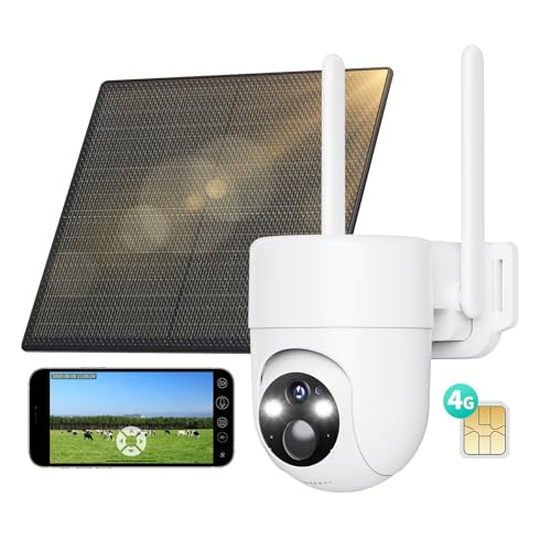 LIWAN 4G LTE Cellular Solar Security Camera Wireless