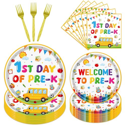 Pre K Plates Set, 96 Pcs, Serves 24