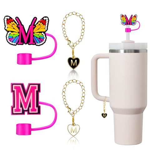 Vuicci Straw Covers and Initial Letter Charms