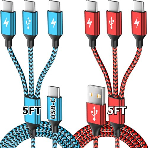 USB C Splitter Cable With 3 Type-C Ports, 2 Pack