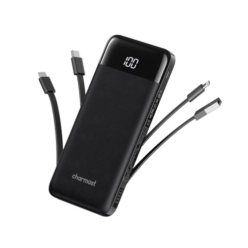 Portable 10000mAh Charger W/Built In Cables