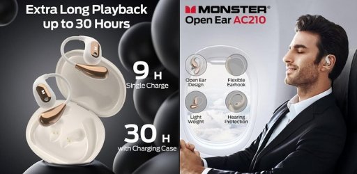 Monster Open Ear AC210 Headphones W/30H Playtime
